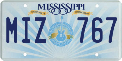MS license plate MIZ767