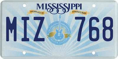 MS license plate MIZ768