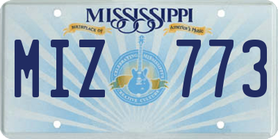 MS license plate MIZ773