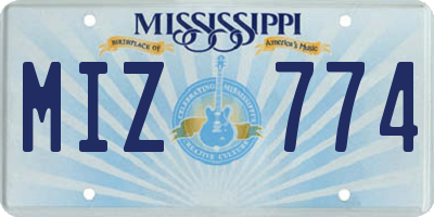 MS license plate MIZ774