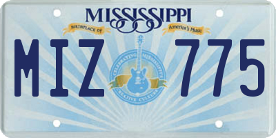 MS license plate MIZ775