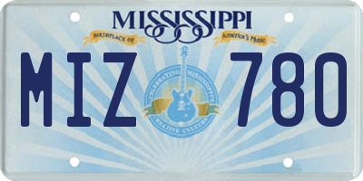 MS license plate MIZ780