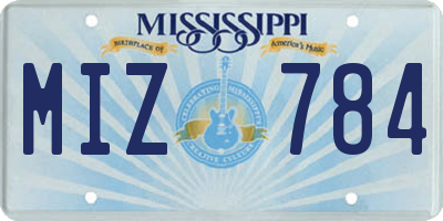 MS license plate MIZ784