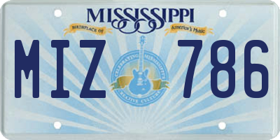 MS license plate MIZ786