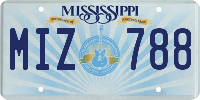 MS license plate MIZ788