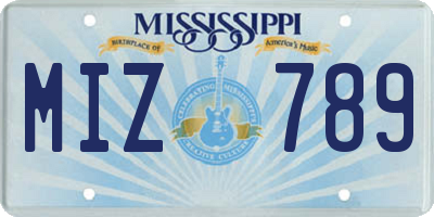 MS license plate MIZ789