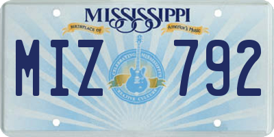 MS license plate MIZ792