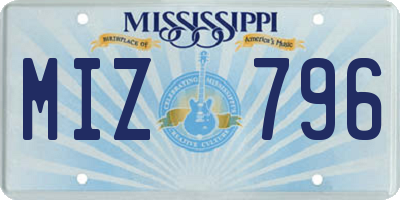 MS license plate MIZ796