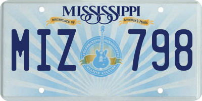 MS license plate MIZ798