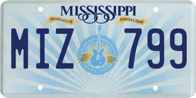 MS license plate MIZ799
