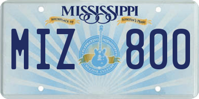 MS license plate MIZ800