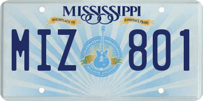 MS license plate MIZ801