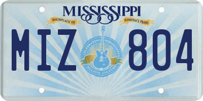 MS license plate MIZ804