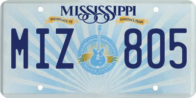 MS license plate MIZ805