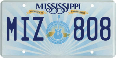 MS license plate MIZ808