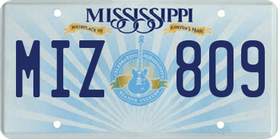 MS license plate MIZ809