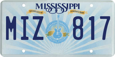 MS license plate MIZ817