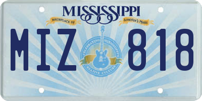 MS license plate MIZ818