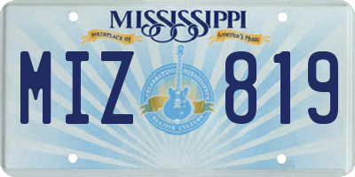 MS license plate MIZ819