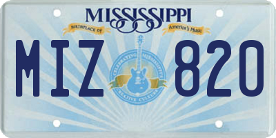 MS license plate MIZ820