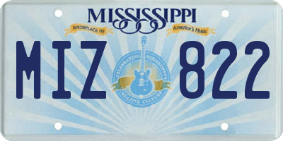 MS license plate MIZ822
