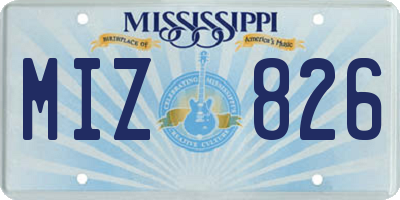 MS license plate MIZ826