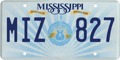 MS license plate MIZ827