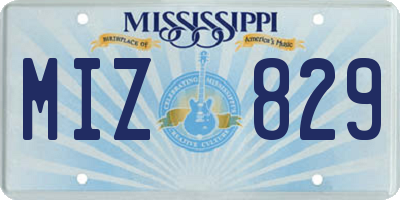 MS license plate MIZ829