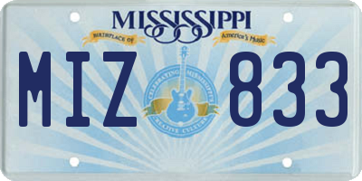 MS license plate MIZ833