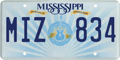 MS license plate MIZ834
