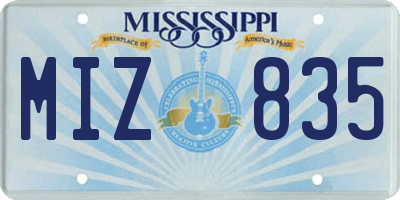 MS license plate MIZ835