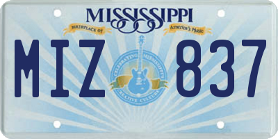 MS license plate MIZ837