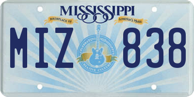 MS license plate MIZ838