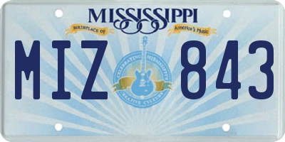 MS license plate MIZ843