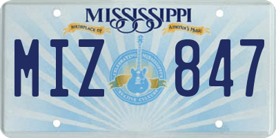 MS license plate MIZ847