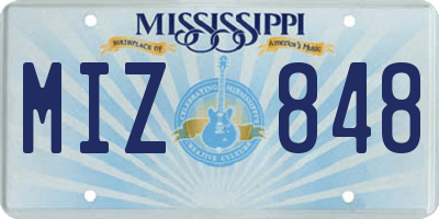 MS license plate MIZ848