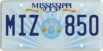 MS license plate MIZ850