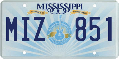 MS license plate MIZ851