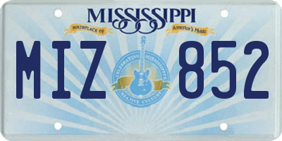 MS license plate MIZ852