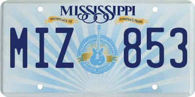 MS license plate MIZ853