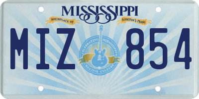 MS license plate MIZ854