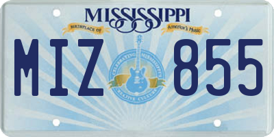 MS license plate MIZ855