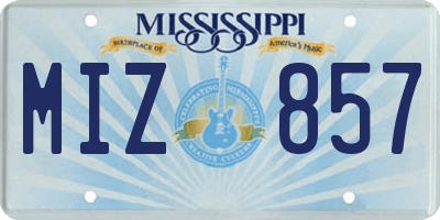 MS license plate MIZ857