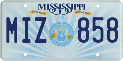 MS license plate MIZ858