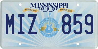 MS license plate MIZ859