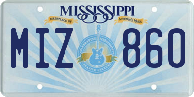 MS license plate MIZ860