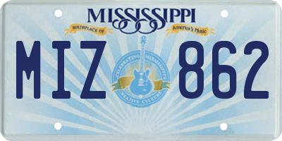 MS license plate MIZ862