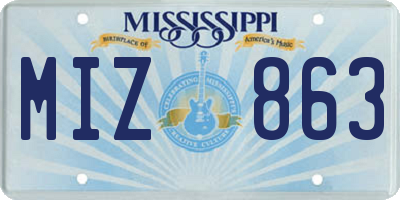 MS license plate MIZ863
