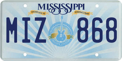 MS license plate MIZ868