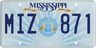 MS license plate MIZ871